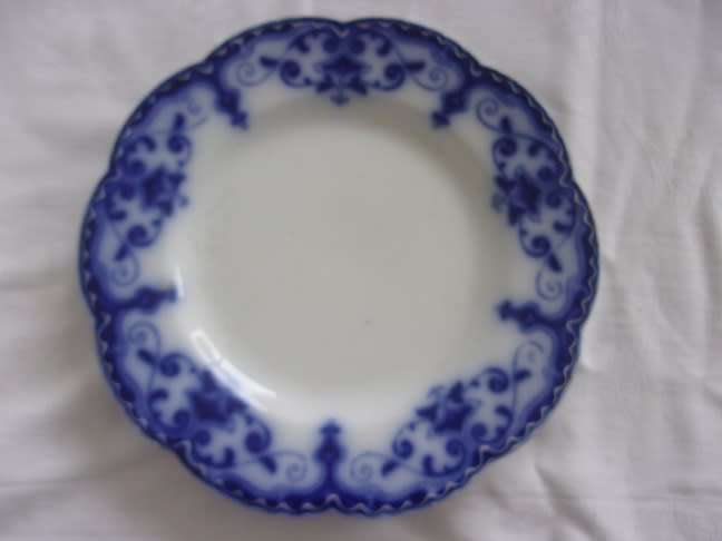 2 Antique Flow Blue Johnson Brothers Jewel pattern dinner plates