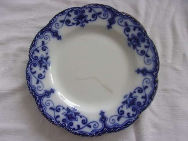 2 Antique Flow Blue Johnson Brothers Jewel pattern dinner plates