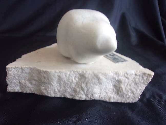 Vintage signed marble beaver sculpture by Gordon Hoselton