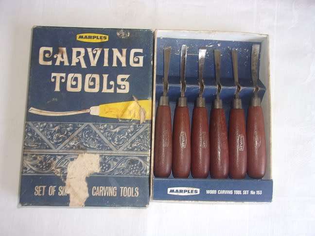 Vintage Marples No. 153 wood carving tool set in original box