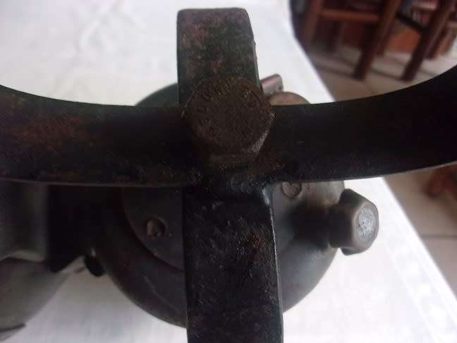 Vintage carbide lamp with reflector and brass trim