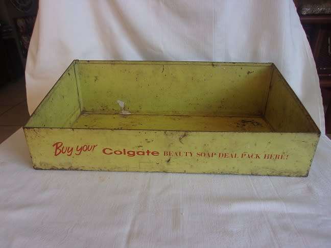 Vintage thick metal Colgate Beauty Soap display tray