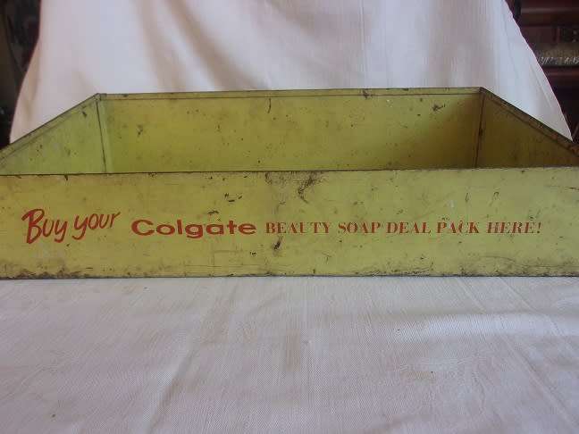 Vintage thick metal Colgate Beauty Soap display tray