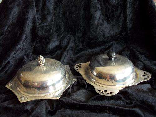 Lot of 2 lovely EPNS butter dishes - 1 bid for both