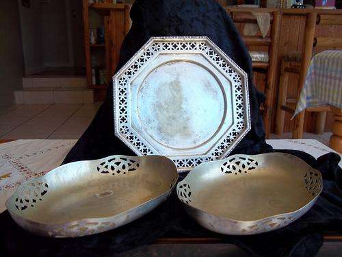 EPNS lot of 2 canope dishes and cake plate
