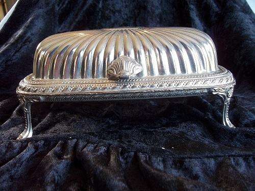 Vintage silver plated butter dish with revolving dome top