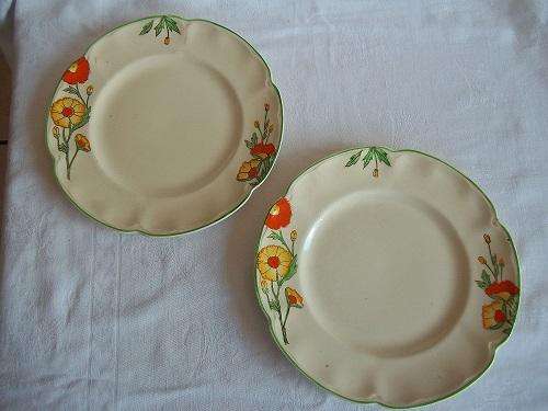 2 lovely Johnson Bros. Victorian yellow & orange floral plates