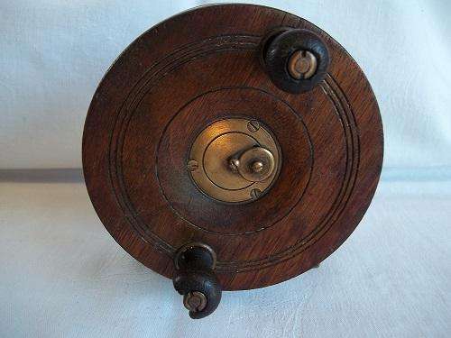 Vintage Castle wooden Scarborough fishing reel with brass detail