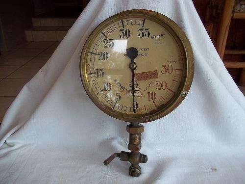 Vintage brass E. Bourdons Patent Hannah Buchanan ships pressure/ vacuum (Compression) gauge - made i