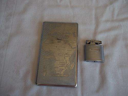 Lovely Mayell "Map of Old Africa" cigarette case and Ronson "Roovie" lighter