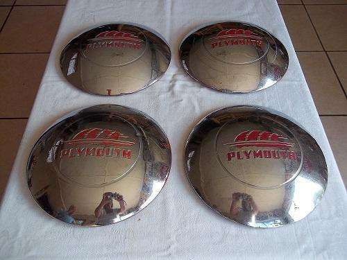 Full set of 4 original vintage 1941/42 Plymouth Dog Dish hubcaps