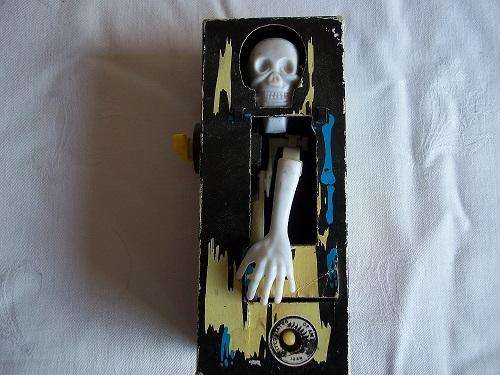 Vintage Clockwork Coffin Bank Money Box Halloween Hong Kong 70s Retro