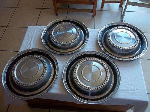 Set of 4 original vintage Ford Fairlane 500 chrome hubcaps