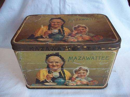 Rare antique Mazawattee Tea tin - "Old Folks at Home"