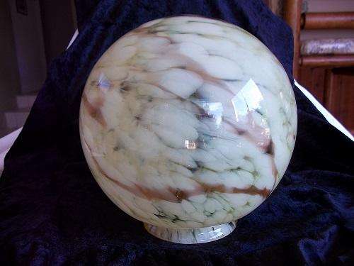 Fabulous vintage Art Deco mottled yellow/brown globe cloud glass lamp/light shade