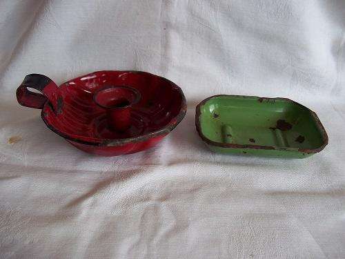 Two very old enamelware items