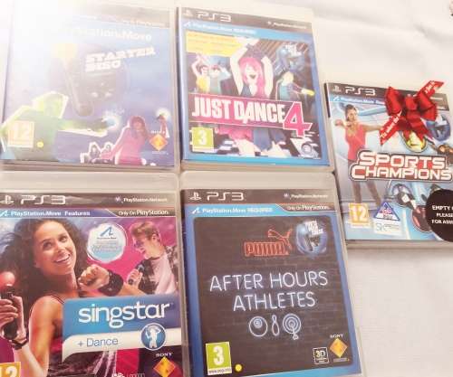 PS3 - 4 Move Motion Controller, PS3 Move Eye Standalone plus 5 games