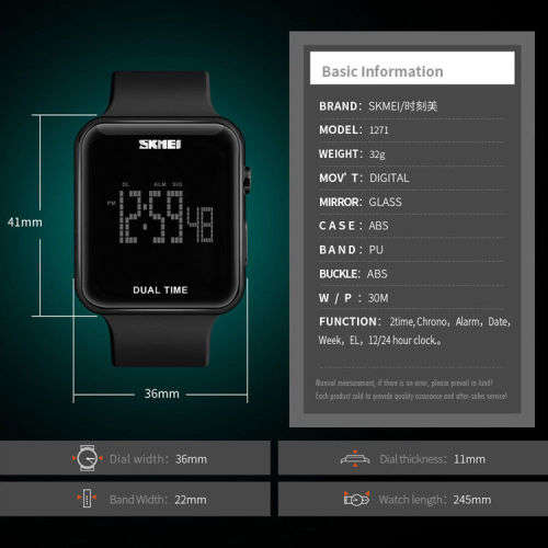 SKMEI Men Women Sport Watch Digital LED Waterproof Electronic Qu