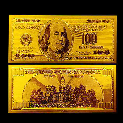 United States Of America 24 Kt 0.999 GOLD Foil $100 Dollar Bank Note