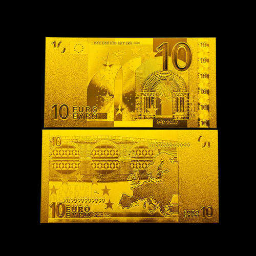 Euro 24 Kt 0.999 GOLD Foil 10 Euro Bank Note