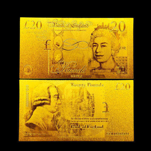 Bank of England 24 Kt 0.999 GOLD Foil 20 Pounds Bank Note
