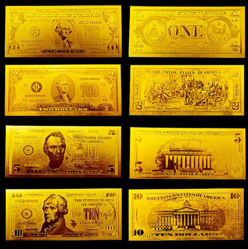 24 Kt 0.999 GOLD Foil $1/2/5/10 Bank Note Collection x 2 AVAILABLE