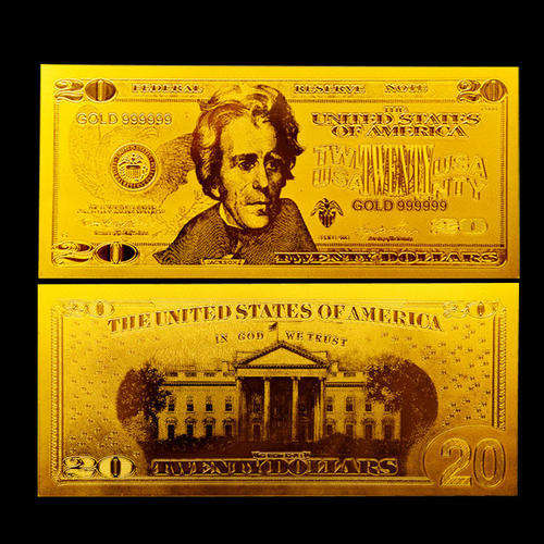 USD $20 24k 0.999 GOLD Foil Bank Note