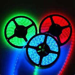 Multicolour RGB Color strip 5 meter on reel with 24 key remote controller. Waterproof.