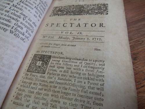 THE SPECTATOR   -PRINTED IN  1726! - LONDON- LOW START