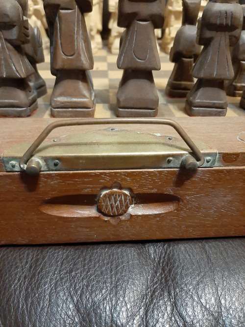 STUNNING LARGE OLD  CHESS SET individually carved pieces!