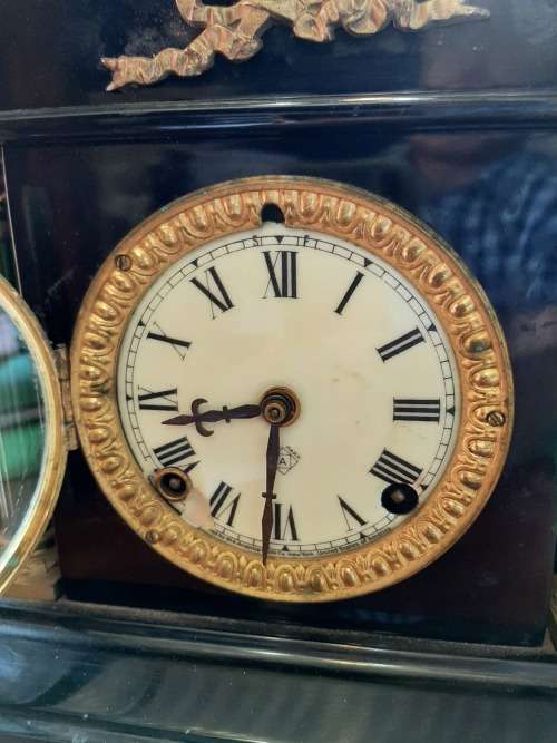 FANTASTIC 1904 ANSONIA BOSTON EXTRA OPEN ESCARPMENT MANTLE CLOCK   IN GOOD WORKING ORDER WITH KEY,
