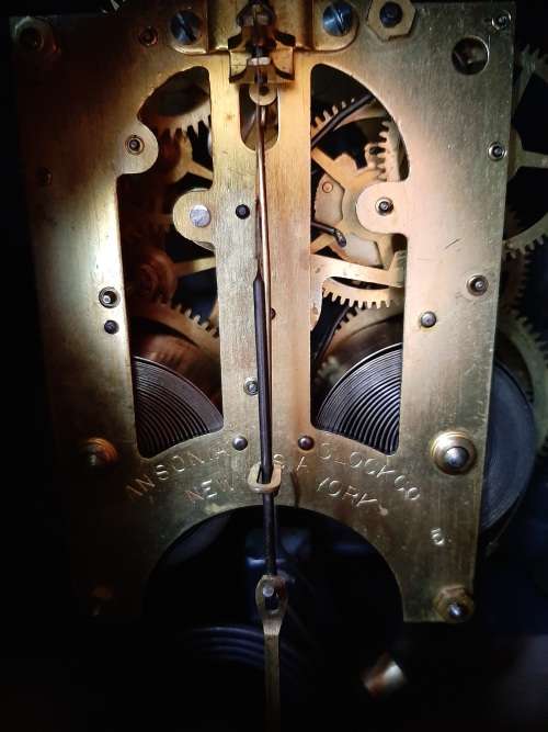 FANTASTIC 1904 ANSONIA BOSTON EXTRA OPEN ESCARPMENT MANTLE CLOCK   IN GOOD WORKING ORDER WITH KEY,
