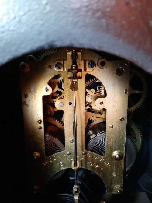 FANTASTIC 1904 ANSONIA BOSTON EXTRA OPEN ESCARPMENT MANTLE CLOCK   IN GOOD WORKING ORDER WITH KEY,