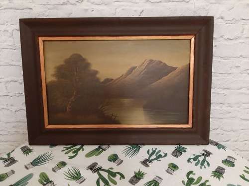 C SAKS  OIL PAINTING   NIGHT SCENE  WOOD FRAME  PAINTED IN 1960