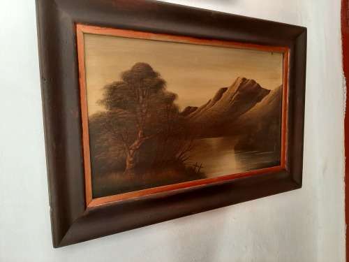 C SAKS  OIL PAINTING   NIGHT SCENE  WOOD FRAME  PAINTED IN 1960