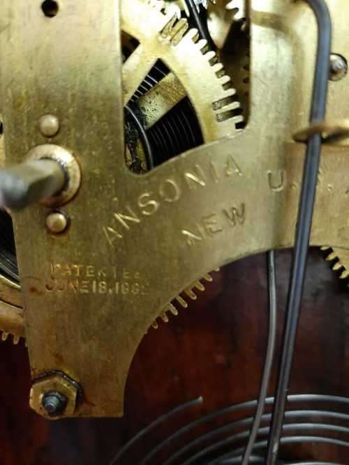 1882  patent   Ansonia Clock   made in New York  good working order with key  chimes 30/60min and
