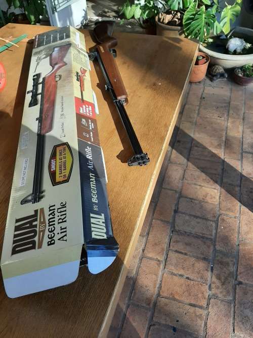 BEEMAN DOUBLE BARREL  PELLET GUN  HEAVY well made WEAPON   SHOOTS  both 4.5 and5.5 mm pellets