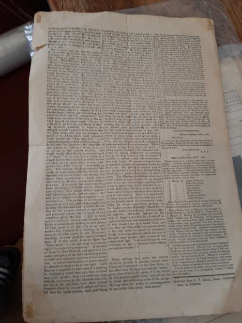 DE REPUBLIKEIN COURANT  1865  ! ZAR  PRETORIA