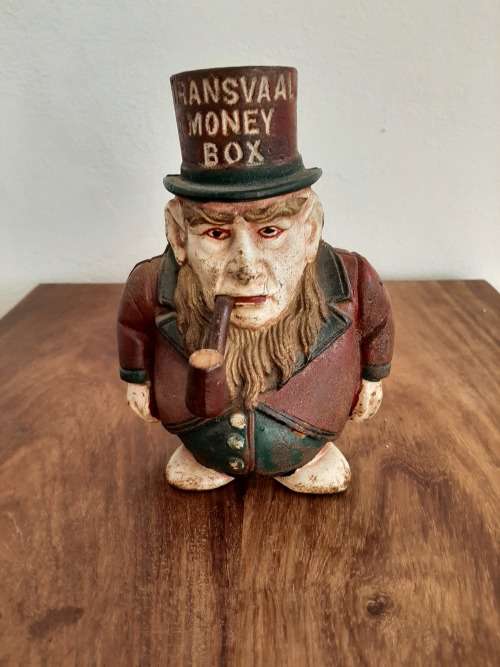 STUNNING RARE ORGINAL PAUL KRUGER  TRANSVAAL DIE CAST IRON MONEYBOX MADE IN ENGLAND  LATE 1800`S