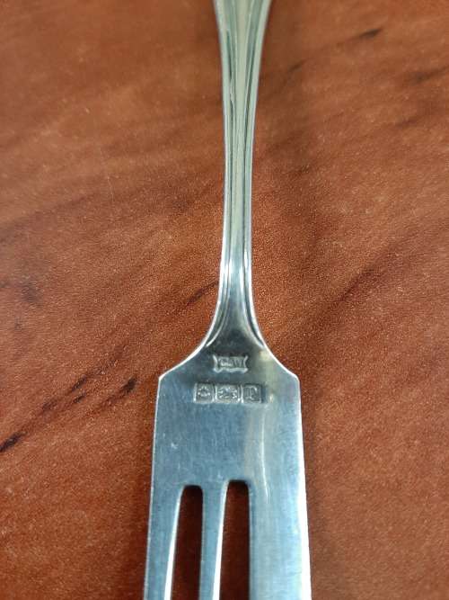 QUALITY!! 6 BOXED STERLING SILVER CAKE FORKS  MADE IN BIRMINGHAM ENGLAND IN 1914 BY CHRIS WILKENS