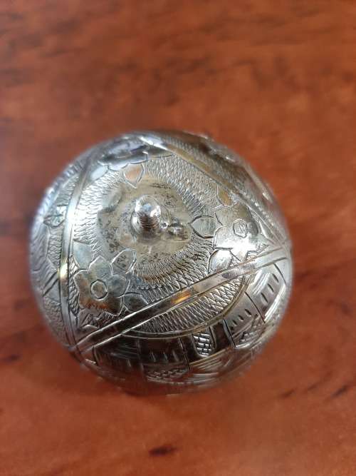 MEHMED V1  RARE ANTIQUE   1918 OTTOMAN STERLING SILVER ZARF WITH WOOD BASE  21gram silver