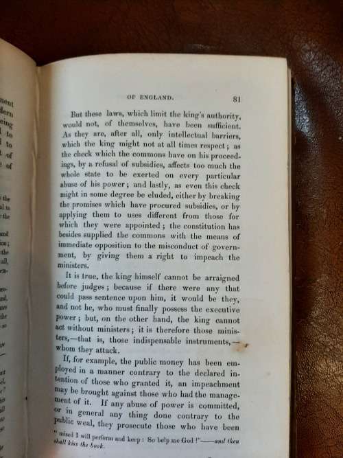 BEAUTIFULL BOOK   !THE CONSTITUTION OF ENGLAND  PUBLISHED IN LONDON  1834!!