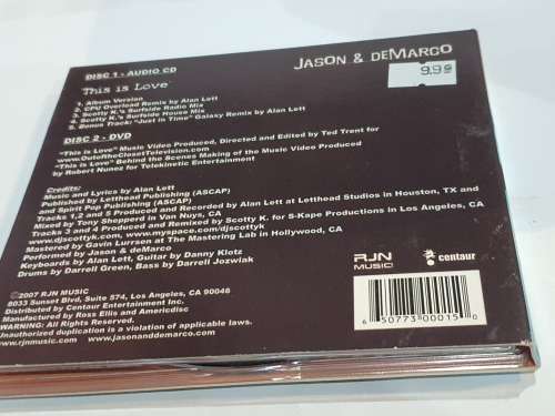 Jason and deMarco This Is Love CD Single