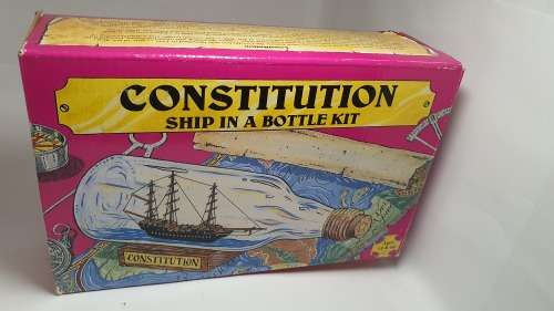 Vintage 1984 Constitution Ship In A Bottle Kit #203 Open Box Woodkrafter