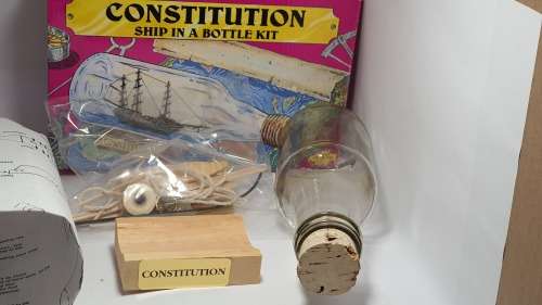 Vintage 1984 Constitution Ship In A Bottle Kit #203 Open Box Woodkrafter