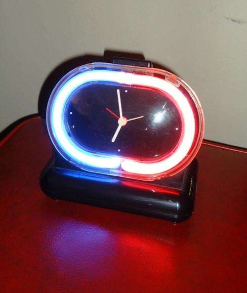 VERY COOL RETRO ALARMCLOCK WITH REAL NEON LIGHT,HAVE A LOOK!!!
