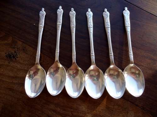 RARE  VINTAGE SET OF SIX APOSTEL SILVERPLATE TEA/COFFEESPOONS(SET 2)  IN GREAT CONDITION