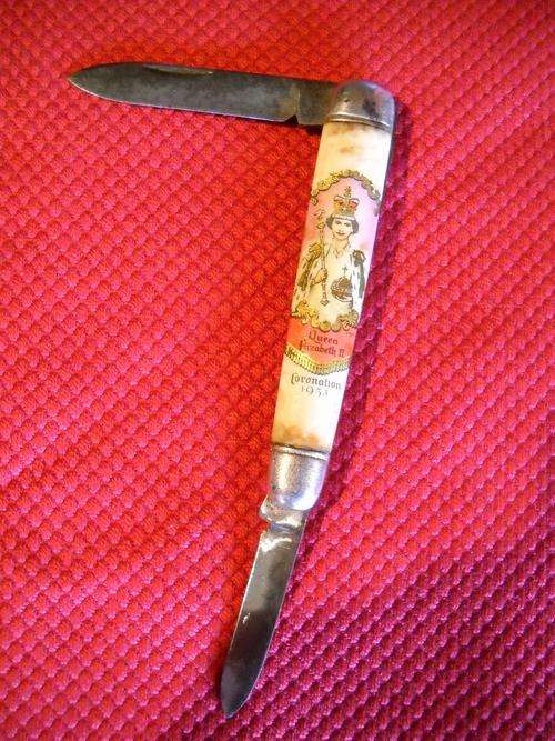 SOUVENIR POCKETKNIFE ''CORONATION QUEEN ELIZABETH II'' 1953