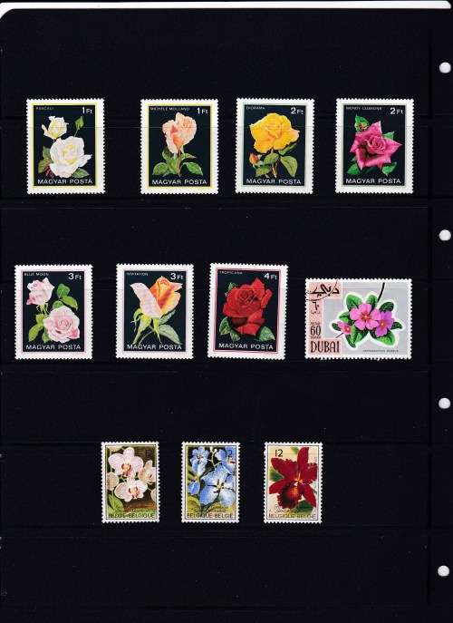 Thematic Flowers on Stamps - UMM + Precancelled Group