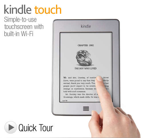Kindle Touch, Wi-Fi, 6" E Ink Display - includes Special Offers & Sponsored Screensavers